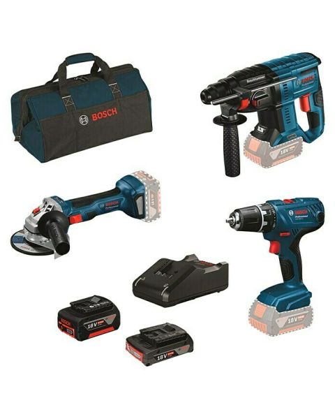 Set akumulatorskih orodij Bosch Professional (18 v, 7 delni set, 1 x baterija 18 V / 4 Ah, 1 x baterija 18 V / 2 Ah)